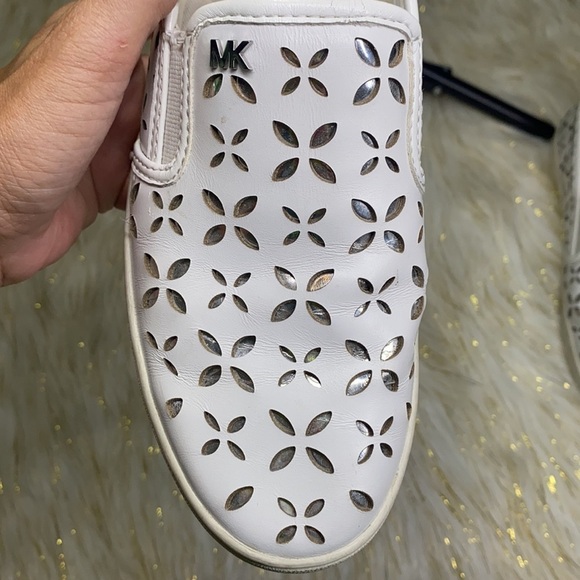 Michael Kors - White Leather Loafer with Silver 6 - Picture 3 of 13